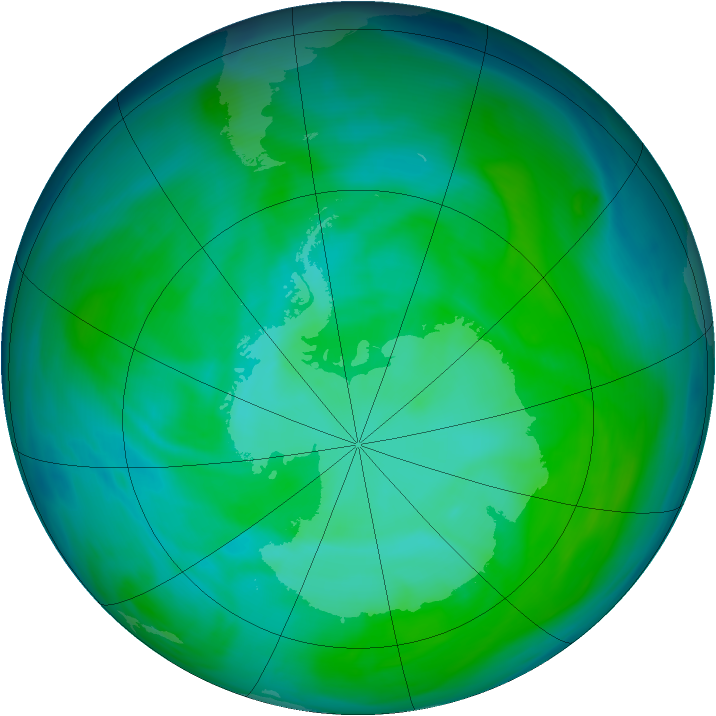 Antarctic ozone map for 23 December 2004